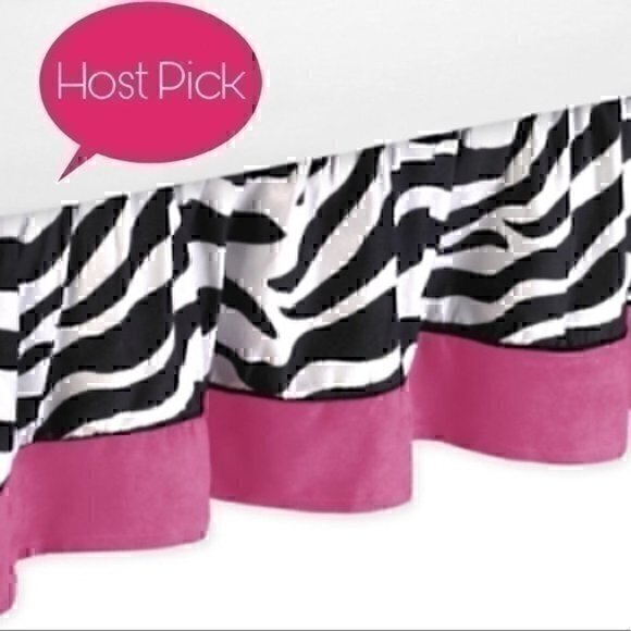 Sweet Jo Jo pink Funky Zebra full size bed skirt - Picture 1 of 6